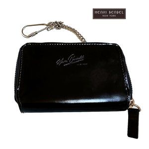 RARE - Henri Bendel Patent Leather Zipped Chain Purse/Wallet Black